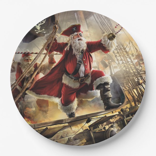 Pirate Santa Paper Plates (Front)