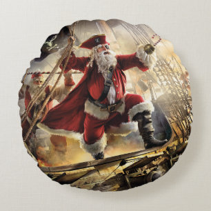 Pirate Santa Round Pillow