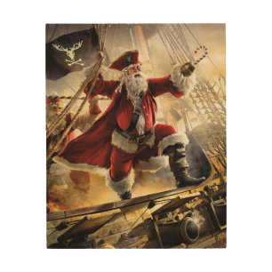 Pirate Santa Wood Wall Art