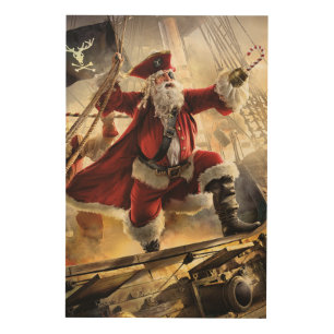 Pirate Santa Wood Wall Art