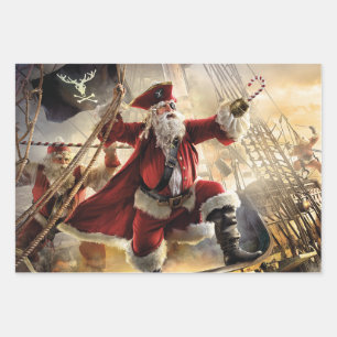 Pirate Santa Wrapping Paper Sheets