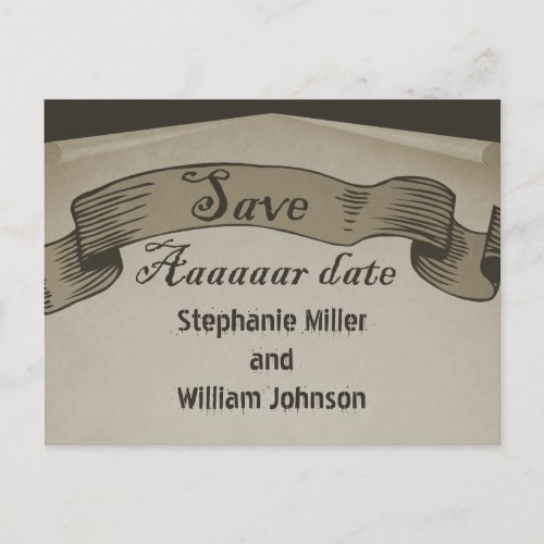 Pirate Scroll Save the Date Postcard Brown Announcement Postcard