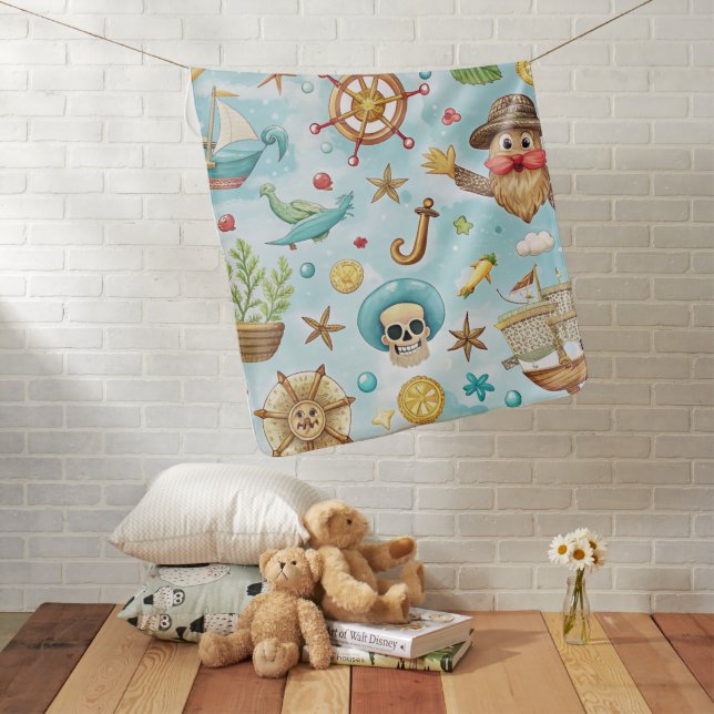 Pirate seamless pattern baby blanket (In Situ)