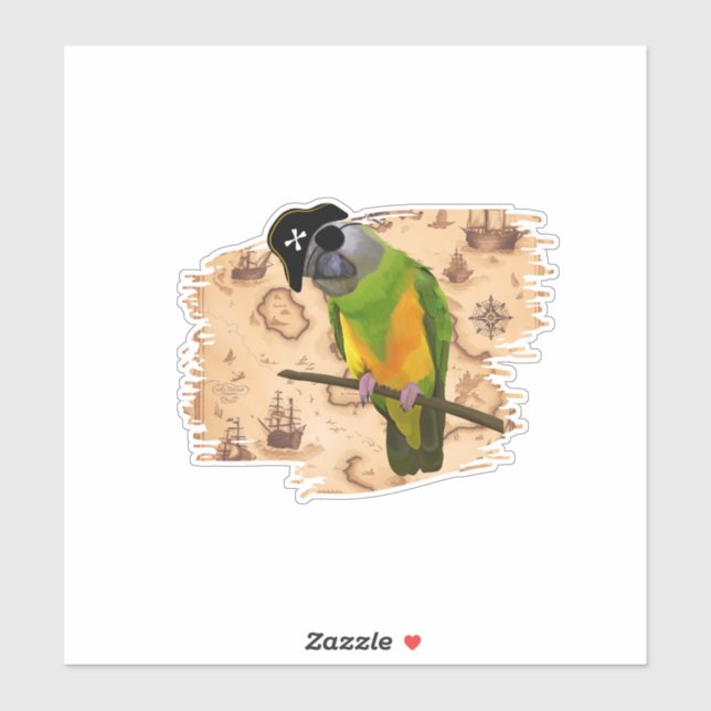 Pirate Senegal Parrot Treasure Map Sticker (Sheet)