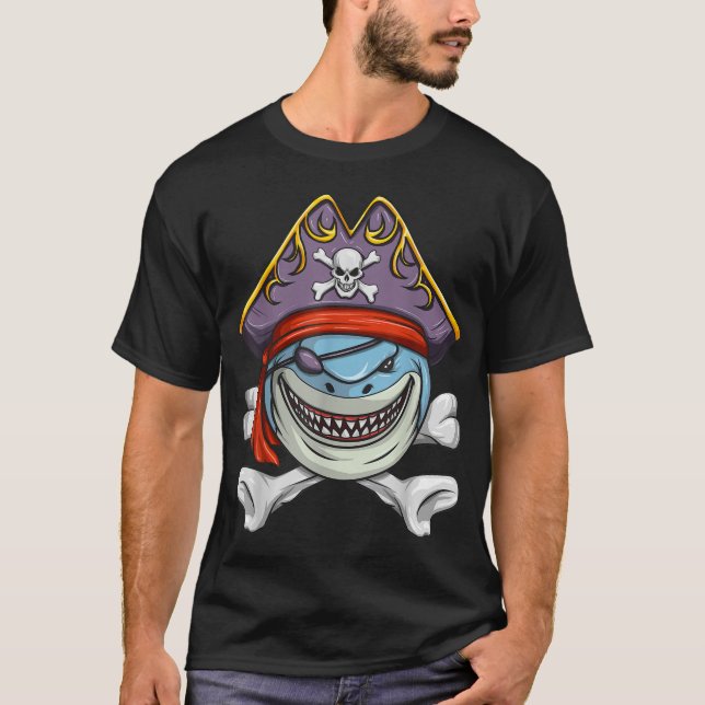 Pirate Shark Cross Bones Halloween Costume  T-Shirt (Front)