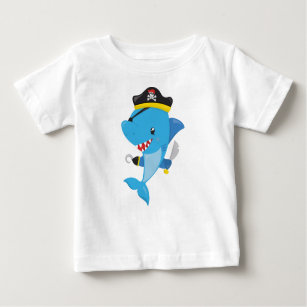 Pirate Shark, Cute Shark, Little Shark, Blue Shark Baby T-Shirt