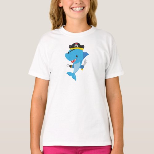 Pirate Shark Cute Shark Little Shark Blue Shark T_Shirt