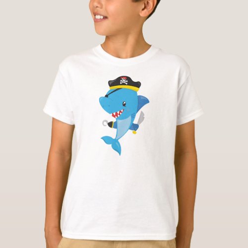 Pirate Shark Cute Shark Little Shark Blue Shark T_Shirt