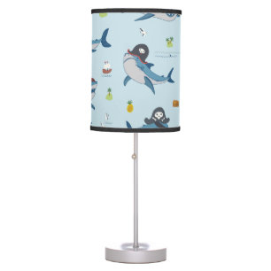 Pirate Shark Doodle Illustration Table Lamp