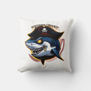 "Pirate Shark Mascot" Throw Pillow