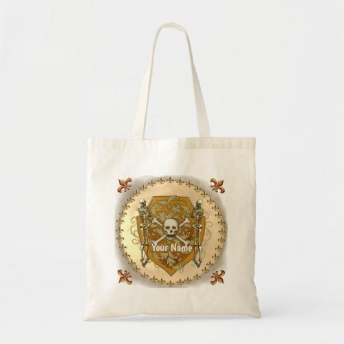 Pirate Shield Skull custom name  tote bag