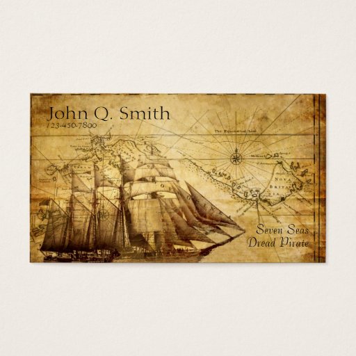 Customizable pirate ship business cards