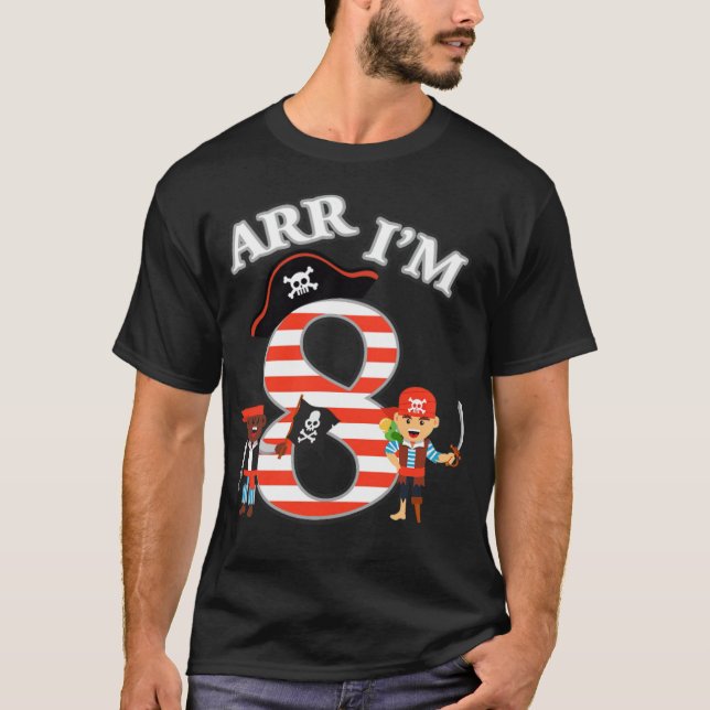 Pirate Ship 8th Birthday Birthday Boy Pirate Party T-Shirt (Front)