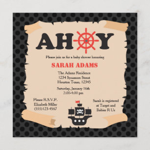 Pirate Ship Ahoy Baby Shower Invitation