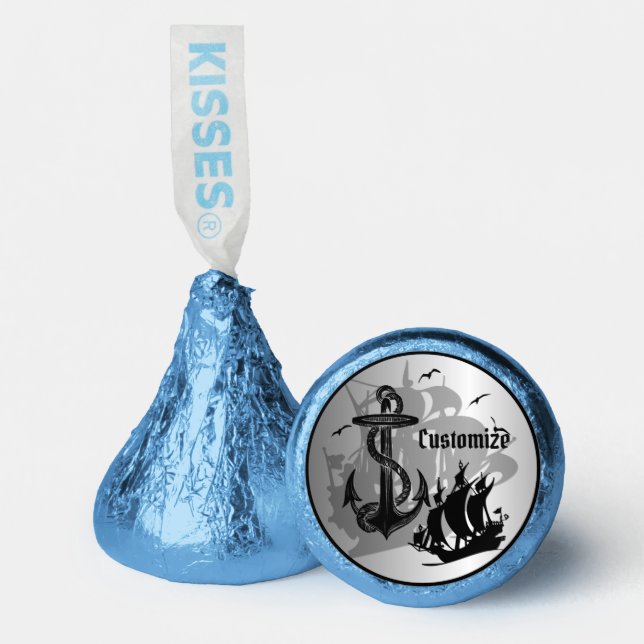 Pirate Ship And Anchor Silver Hershey®'s Kisses® (Front)