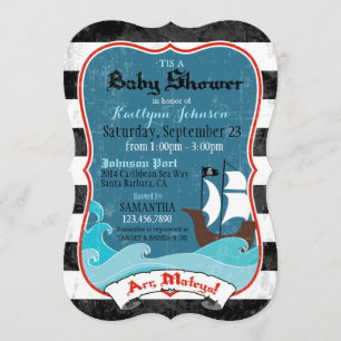 Pirate Ship and Ocean Baby Shower Invitation