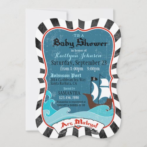 Pirate Ship and Ocean Baby Shower Invitation