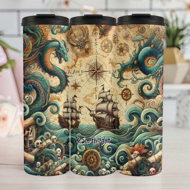 Pirate Ship and Sea Dragons Thermal Tumbler (Creator Uploaded)