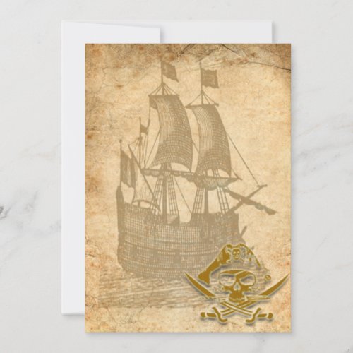 Pirate ship and skull invitation