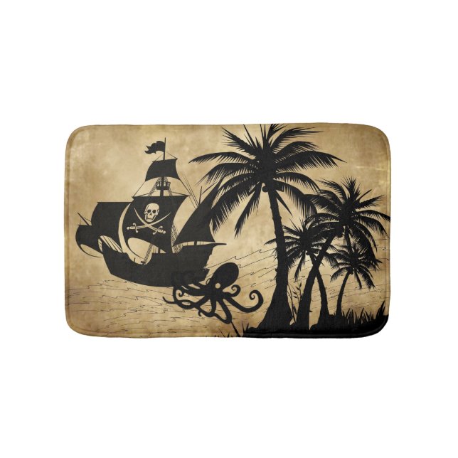 Pirate Ship At Sea Bathroom Mat (Front)