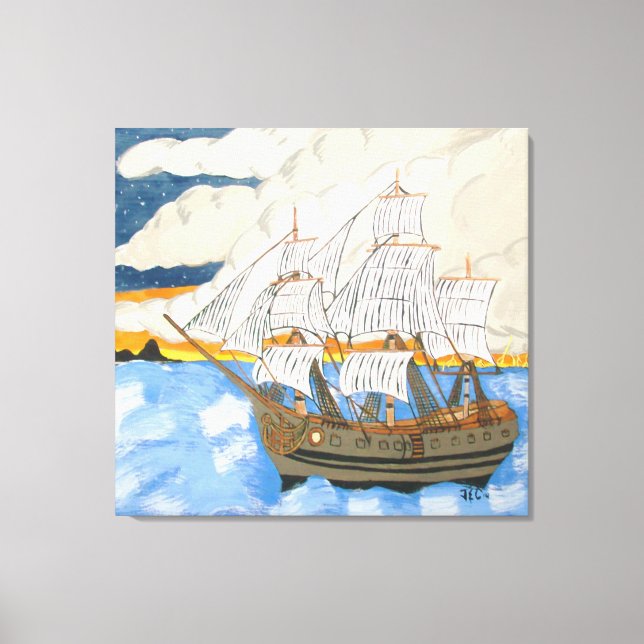 Pirate Ship at Sea on Canvas Print (Front)