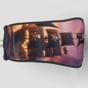 Pirate ship at sunrise/sunset golf head cover