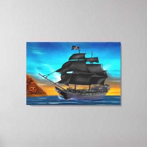 PIRATE SHIP AT SUNSET CANVAS PRINT