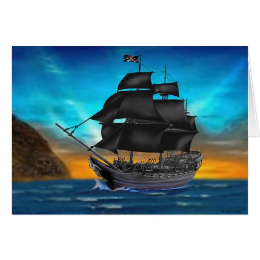PIRATE SHIP AT SUNSET CARDS (Front Horizontal)