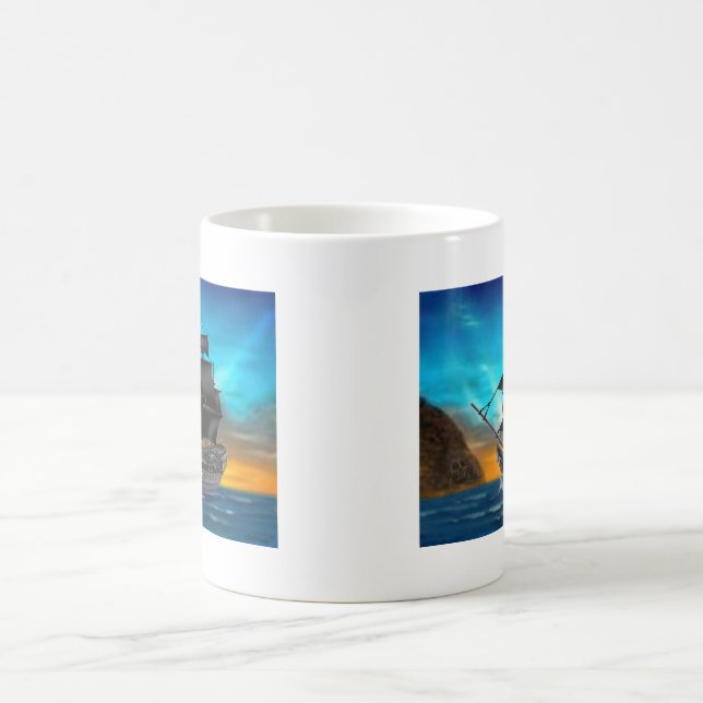PIRATE SHIP AT SUNSET COFFEE MUG (Center)