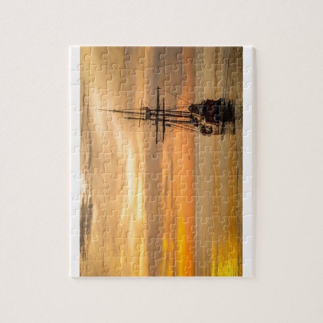 Pirate Ship At Sunset Jigsaw Puzzle (Vertical)