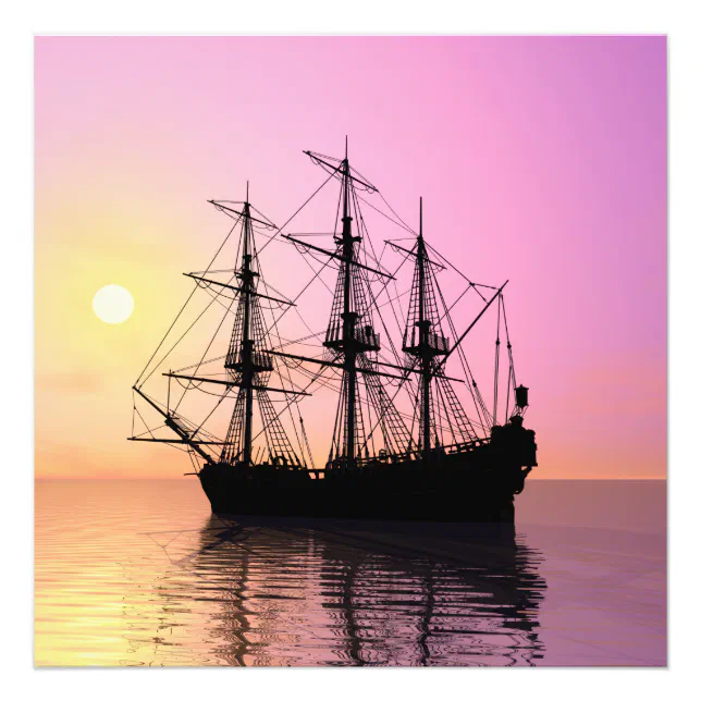 Treasure Island Black Sails Stan Pirate Ship At Sunset Photo Print