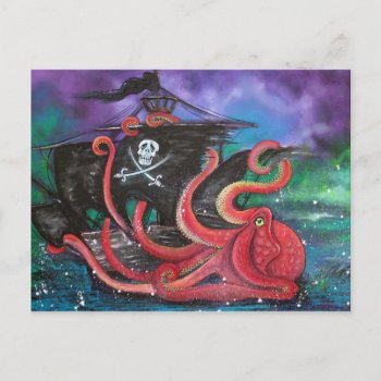 Pirate Ship Attack Postcard by LauraBarbosaArt at Zazzle