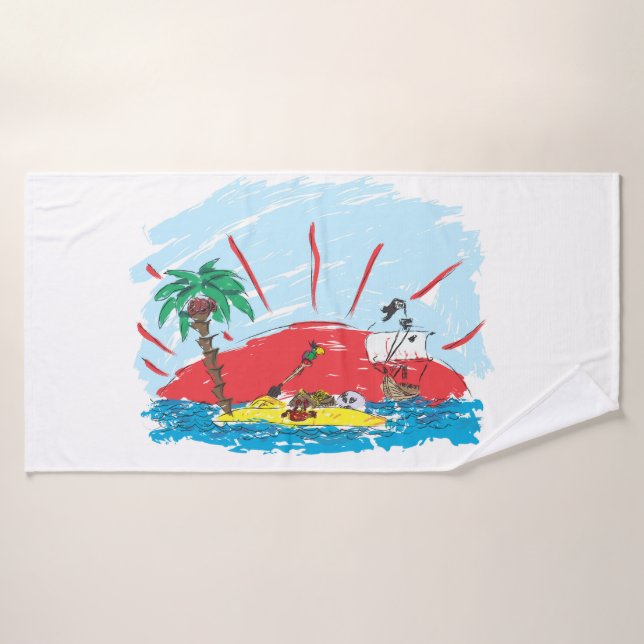 Pirate Ship Bath Towel Set - Treasure Island Map (Bath Towel)