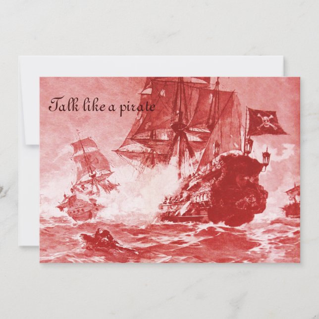 PIRATE SHIP BATTLE / ANTIQUE PIRATES TREASURE MAPS ANNOUNCEMENT (Front)