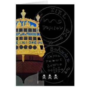 PIRATE SHIP BATTLE / ANTIQUE PIRATES TREASURE MAPS CARDS