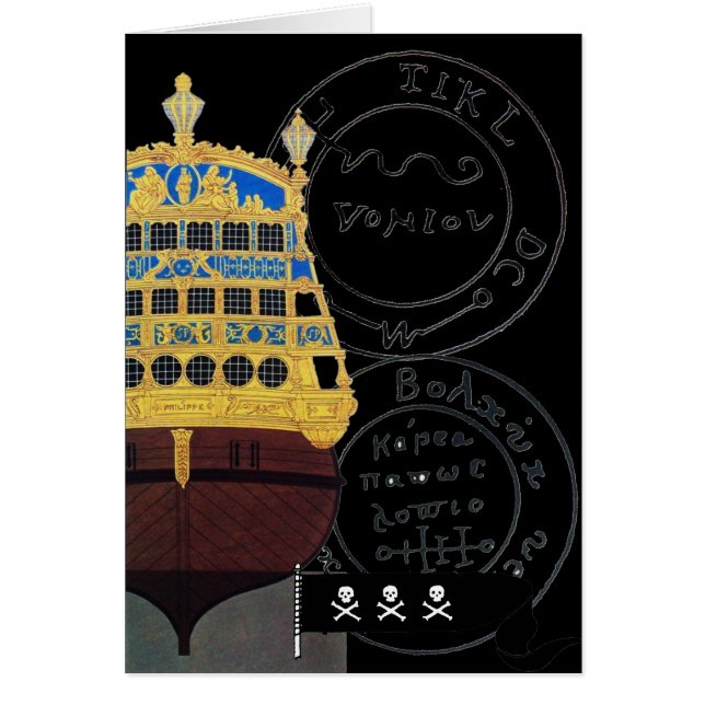 PIRATE SHIP BATTLE / ANTIQUE PIRATES TREASURE MAPS CARDS (Front)