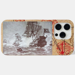 PIRATE SHIP BATTLE / ANTIQUE PIRATES TREASURE MAPS iPhone 15 PRO MAX CASE