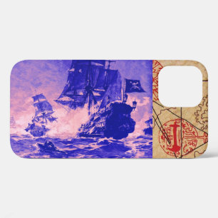 PIRATE SHIP BATTLE / ANTIQUE PIRATES TREASURE MAPS iPhone 12 CASE