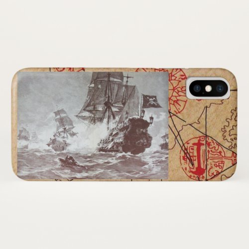 PIRATE SHIP BATTLE  ANTIQUE PIRATES TREASURE MAPS iPhone XS CASE