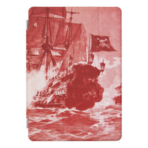PIRATE SHIP BATTLE IN ANTIQUE RED iPad PRO COVER