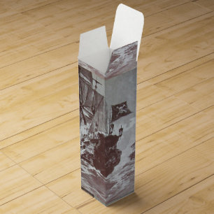 PIRATE SHIP BATTLE IN black white Wine Gift Box