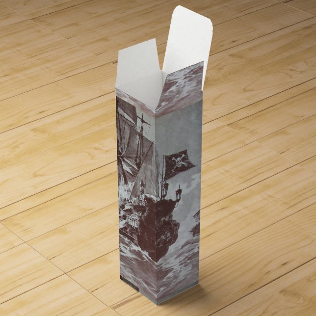 PIRATE SHIP BATTLE IN black white Wine Gift Box (Opened)