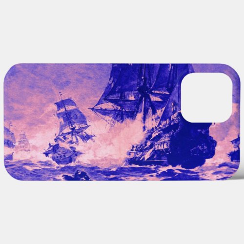 PIRATE SHIP BATTLE IN BLUE PINK  iPhone 13 PRO MAX CASE