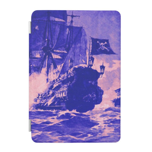 PIRATE SHIP BATTLE IN blue purple iPad Mini Cover (Front)
