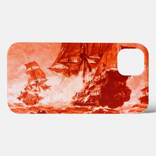 PIRATE SHIP BATTLE IN RED iPhone 13 CASE