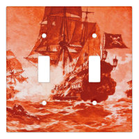 PIRATE SHIP BATTLE IN RED Light Switch Cover