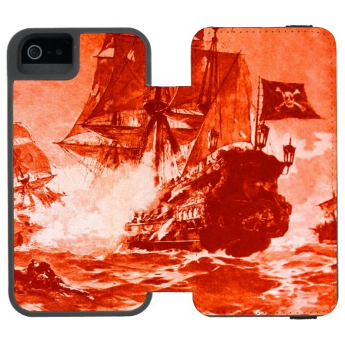 PIRATE SHIP BATTLE IN red white iPhone SE55s Wallet Case