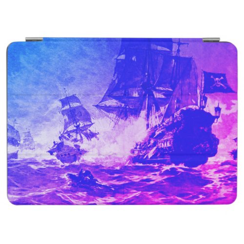 PIRATE SHIP BATTLE Pink Blue Sunset iPad Air Cover