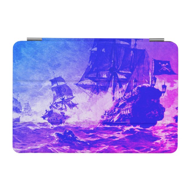 PIRATE SHIP BATTLE ,Pink Blue Sunset iPad Mini Cover (Horizontal)