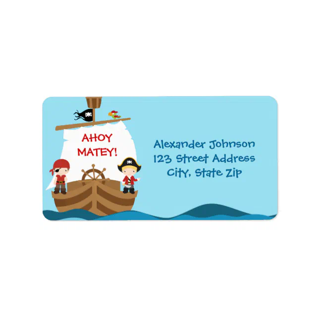Pirate Ship Birthday Address Label Zazzle